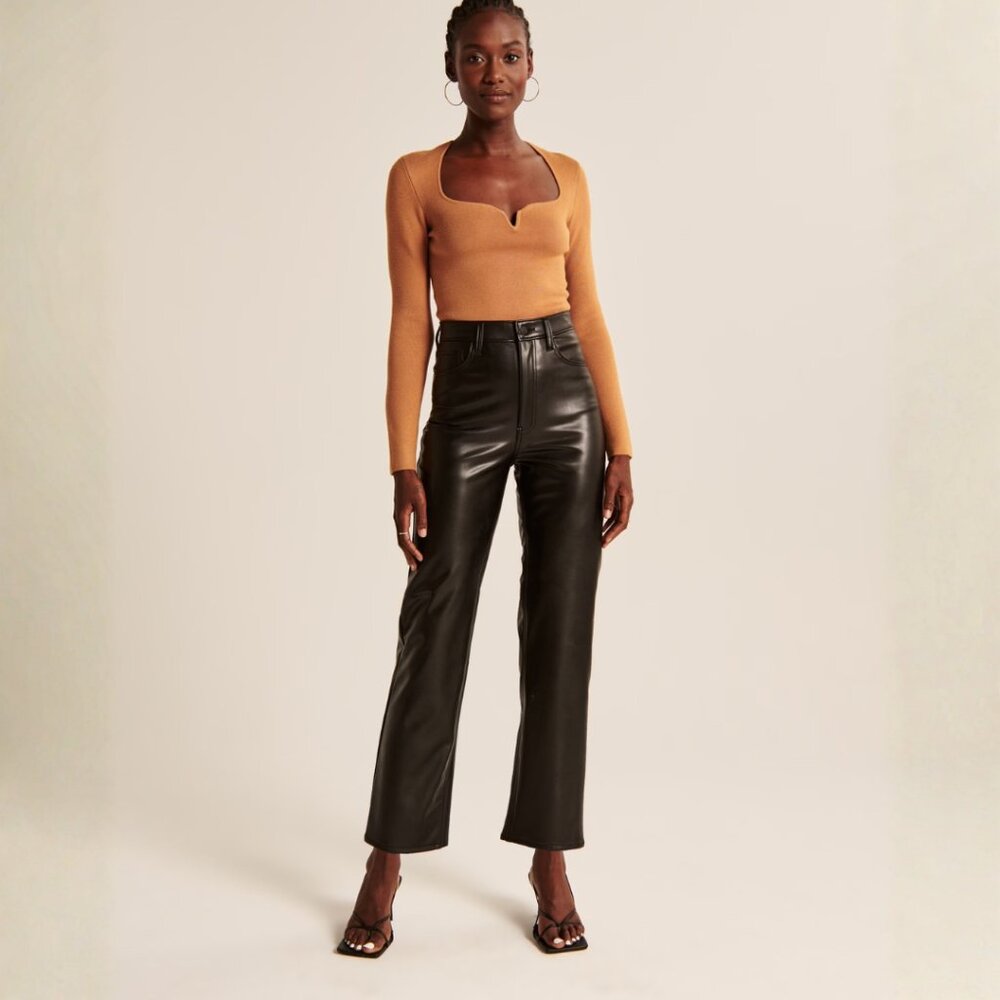 Abercrombie Vegan Leather Ankle Straight Pant Size 8
